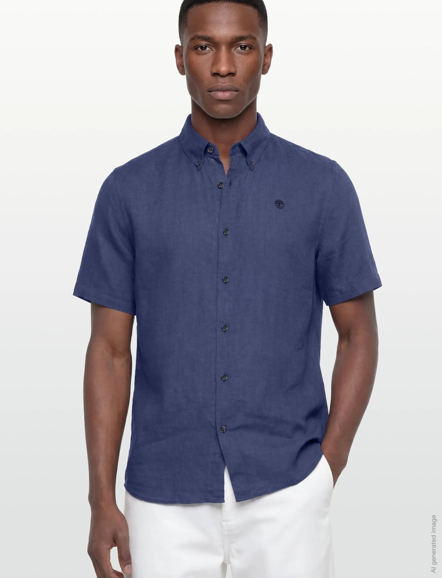 Timberland - MILL BROOK Linen Short Sleeve Shirt OCEANA - leinenhemden - dark blue - 3