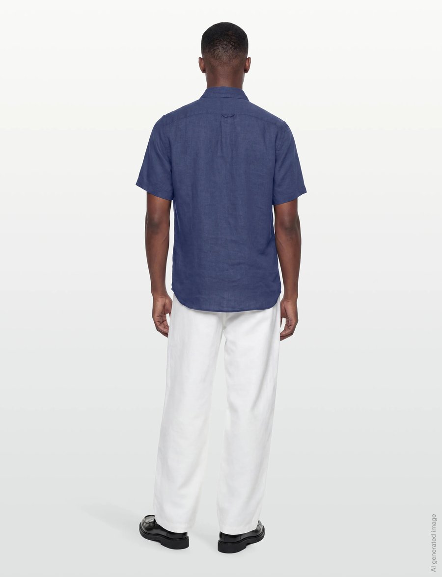 Timberland - MILL BROOK Linen Short Sleeve Shirt OCEANA - leinenhemden - dark blue - 4