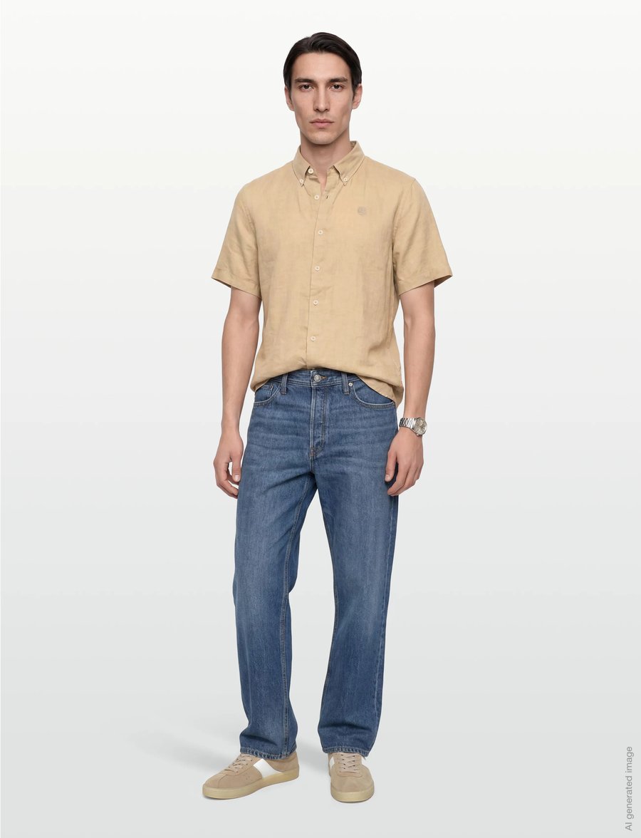 Timberland - MILL BROOK Linen Short Sleeve Shirt SAFARI - leinenhemden - medium beige - 0