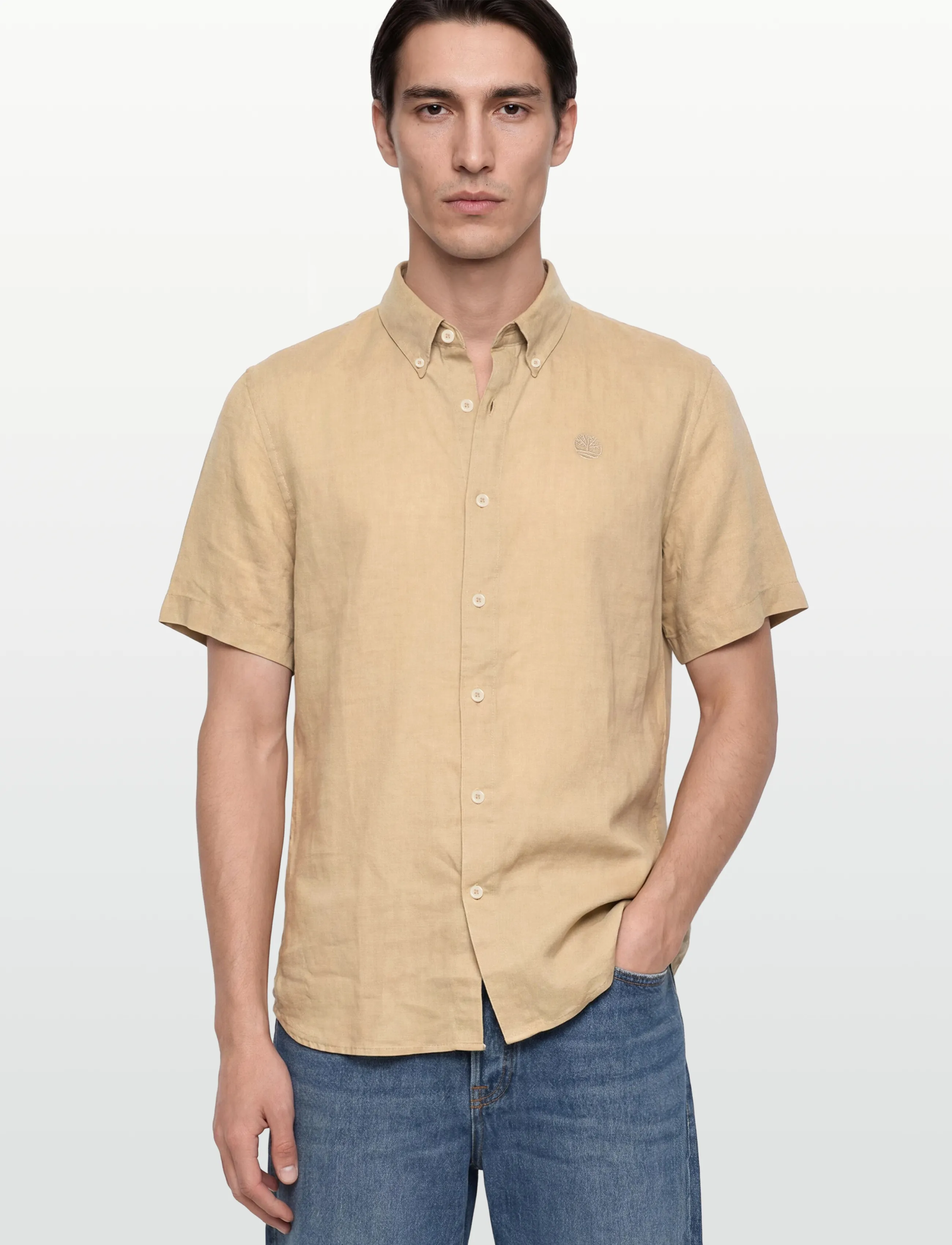 Timberland - MILL BROOK Linen Short Sleeve Shirt SAFARI - hørskjorter - medium beige - 3