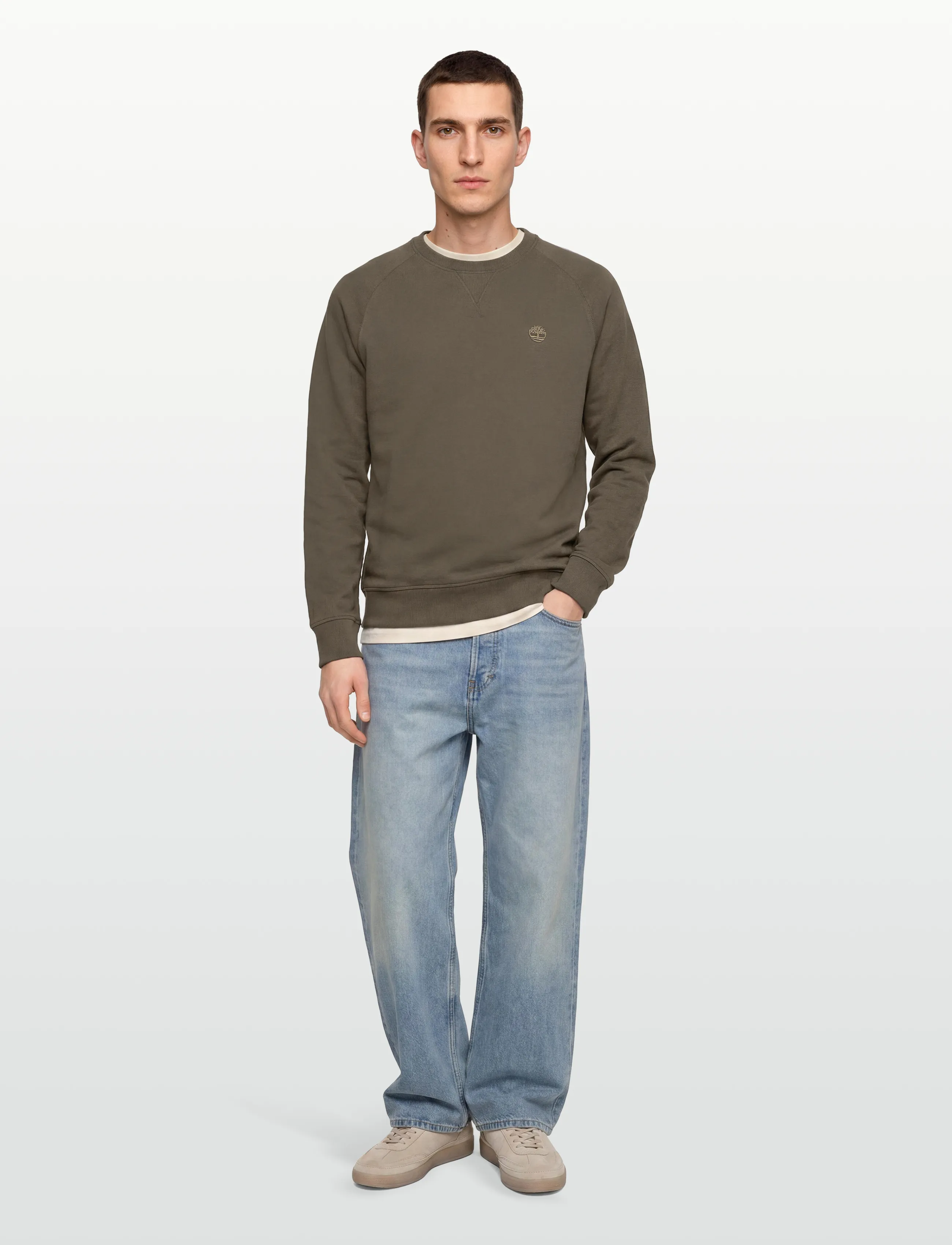 Timberland Exeter River Loopback Crew Neck Sweatshirt Leaf Green-Cassel Earth, S, Sweatshirts & Hoodies, Grün - Sweatshirts, Männerswear