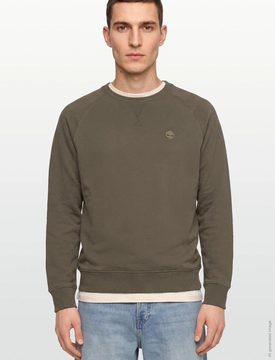 Timberland - EXETER RIVER Loopback Crew Neck Sweatshirt LEAF GREEN-CASSEL EARTH - osta stiili järgi - dark green - 3