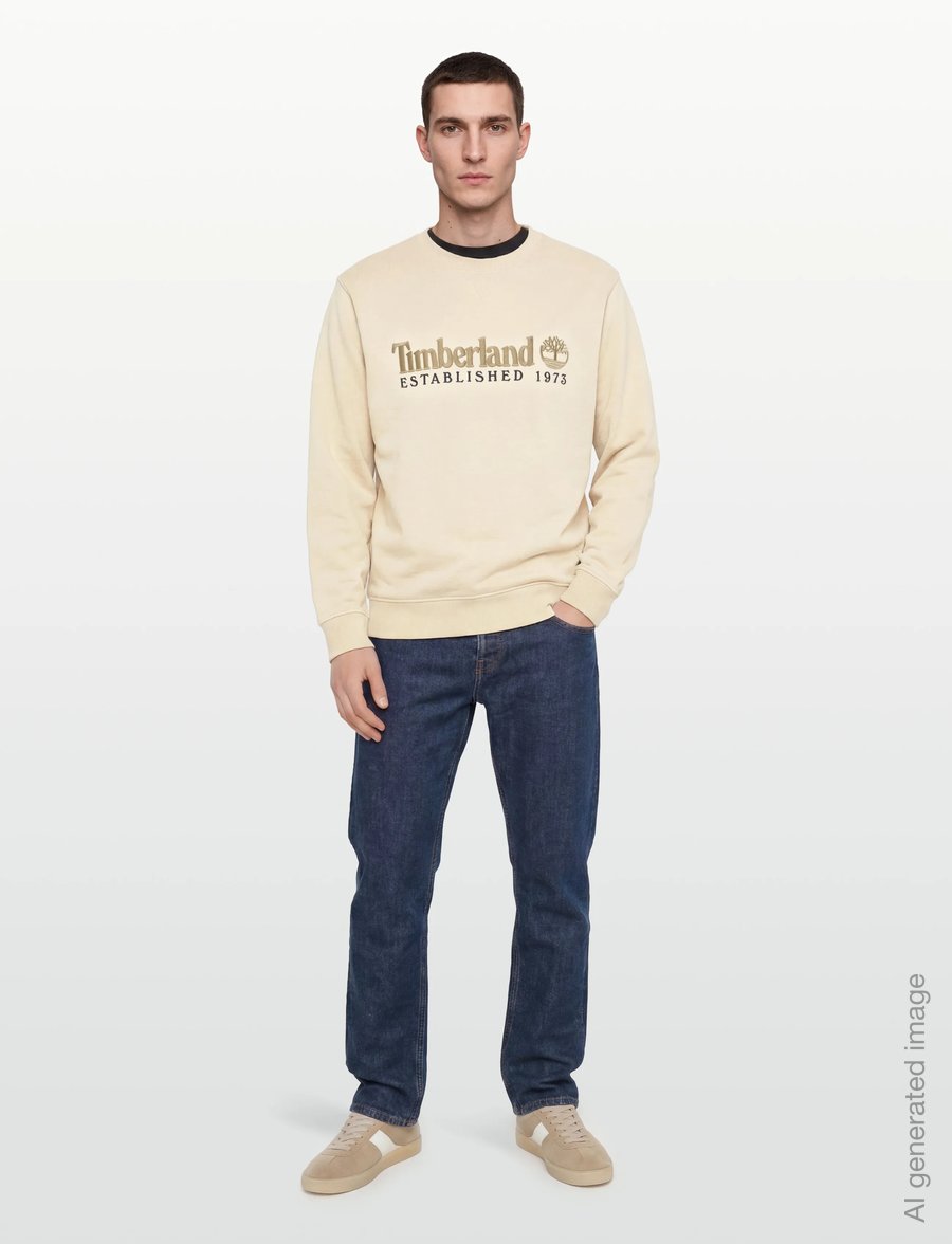 Timberland - ESTABLISHED 1973 Embroidered Logo Crew Neck Sweatshirt PUTTY - sweatshirts - light beige - 0