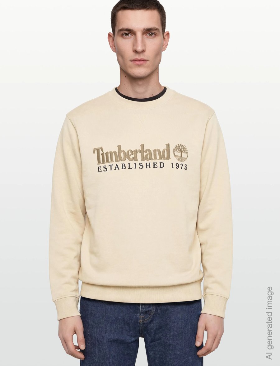 Timberland - ESTABLISHED 1973 Embroidered Logo Crew Neck Sweatshirt PUTTY - sweatshirts - light beige - 3