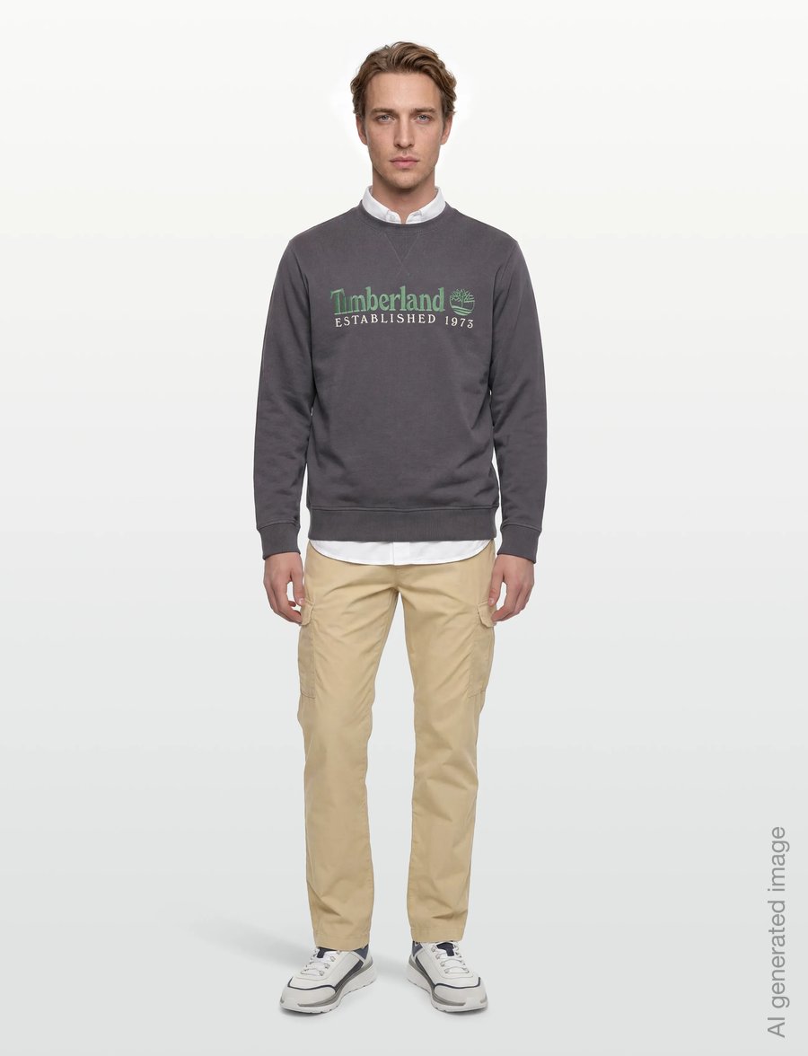 Timberland - ESTABLISHED 1973 Embroidered Logo Crew Neck Sweatshirt BLACKENED PEARL - shop by style - dark grey - 0