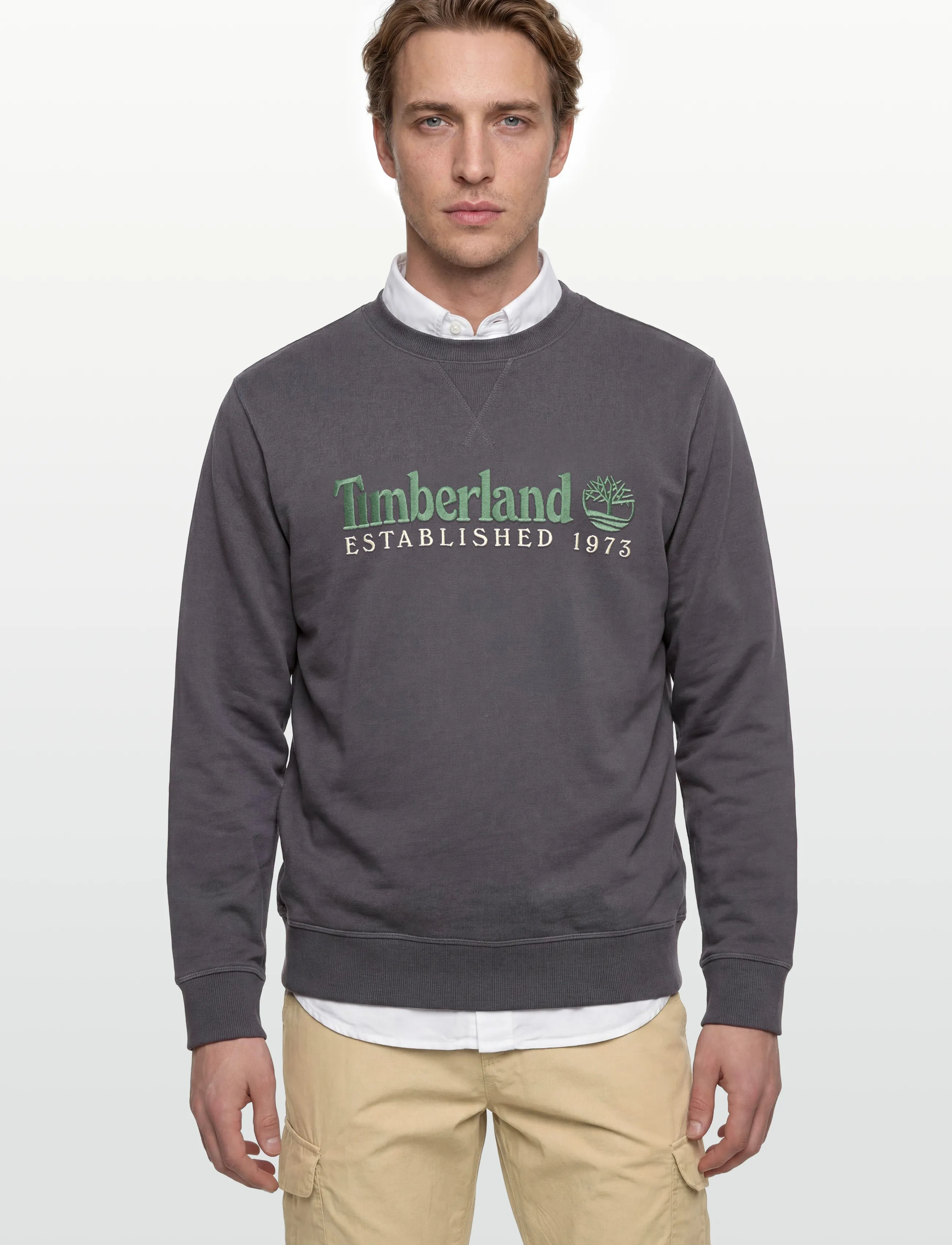 Timberland - ESTABLISHED 1973 Embroidered Logo Crew Neck Sweatshirt BLACKENED PEARL - shop efter stil - dark grey - 3