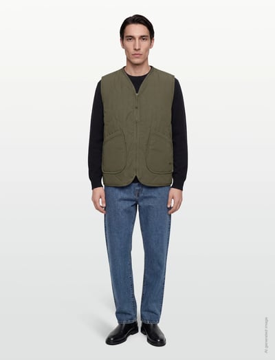 Quilted Vest Leaf Green - Veste