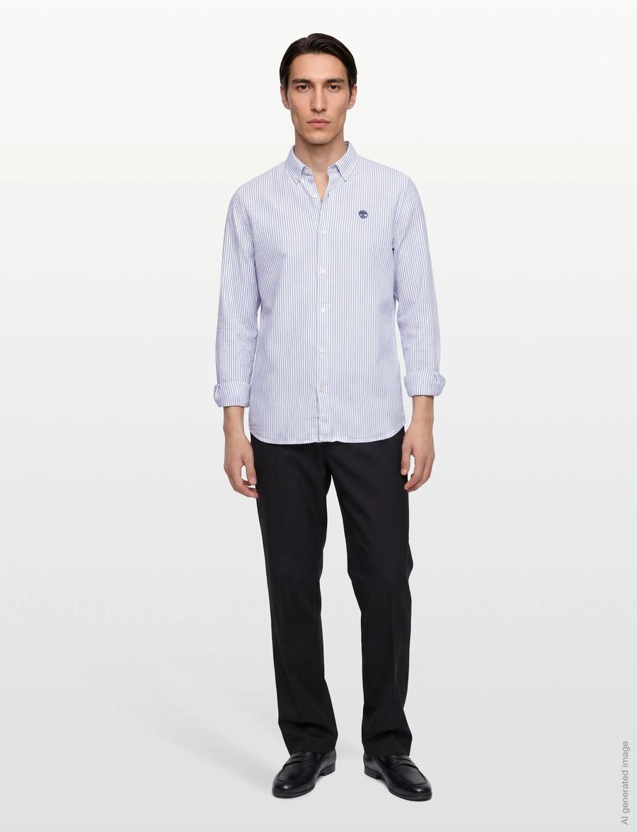 Timberland - MILL BROOK Linen Striped Shirt (Regular) STONE WASH YD - gestreepte overhemden - medium blue - 0