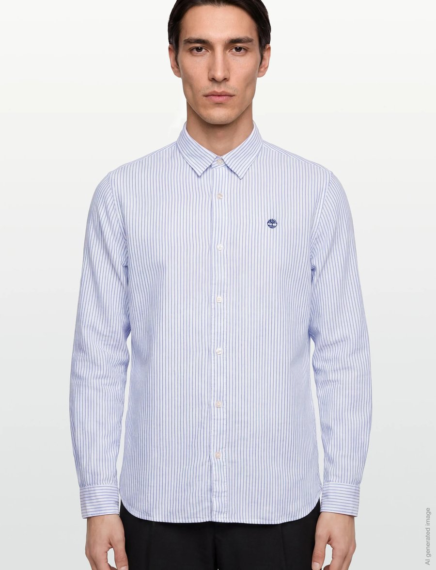 Timberland - MILL BROOK Linen Striped Shirt (Regular) STONE WASH YD - gestreepte overhemden - medium blue - 3