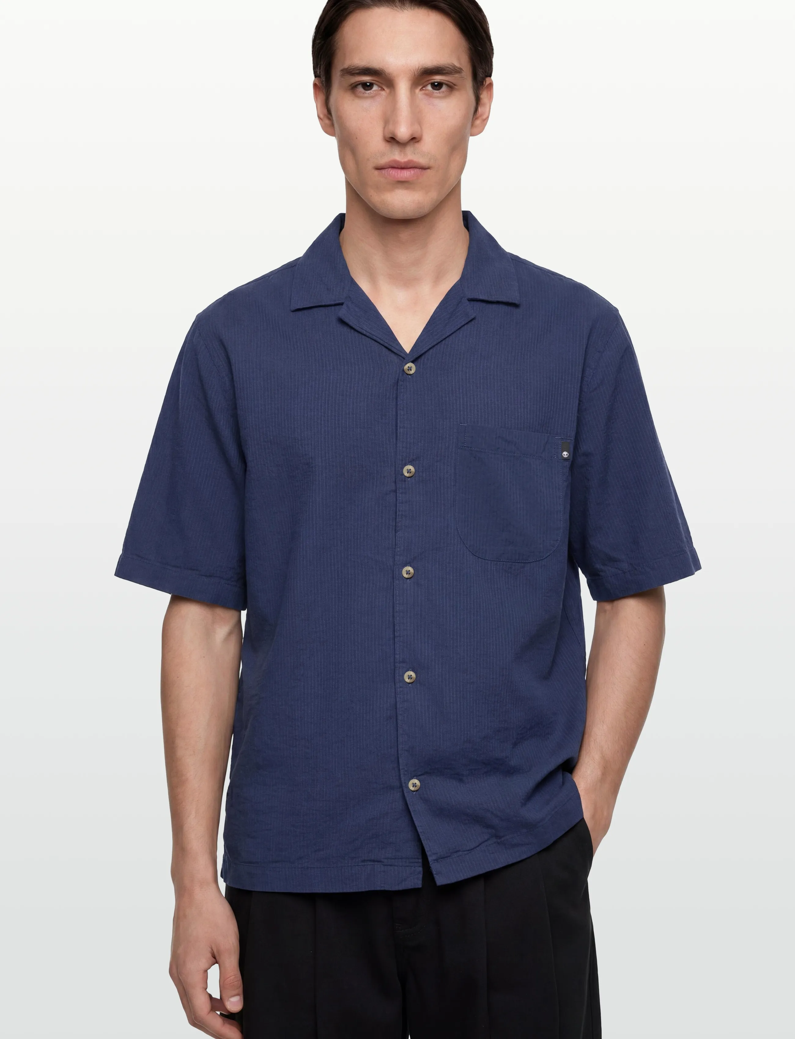 Timberland - SS Seersucker Resort Shirt OCEANA YD - vabaajasärgid - dark blue - 3