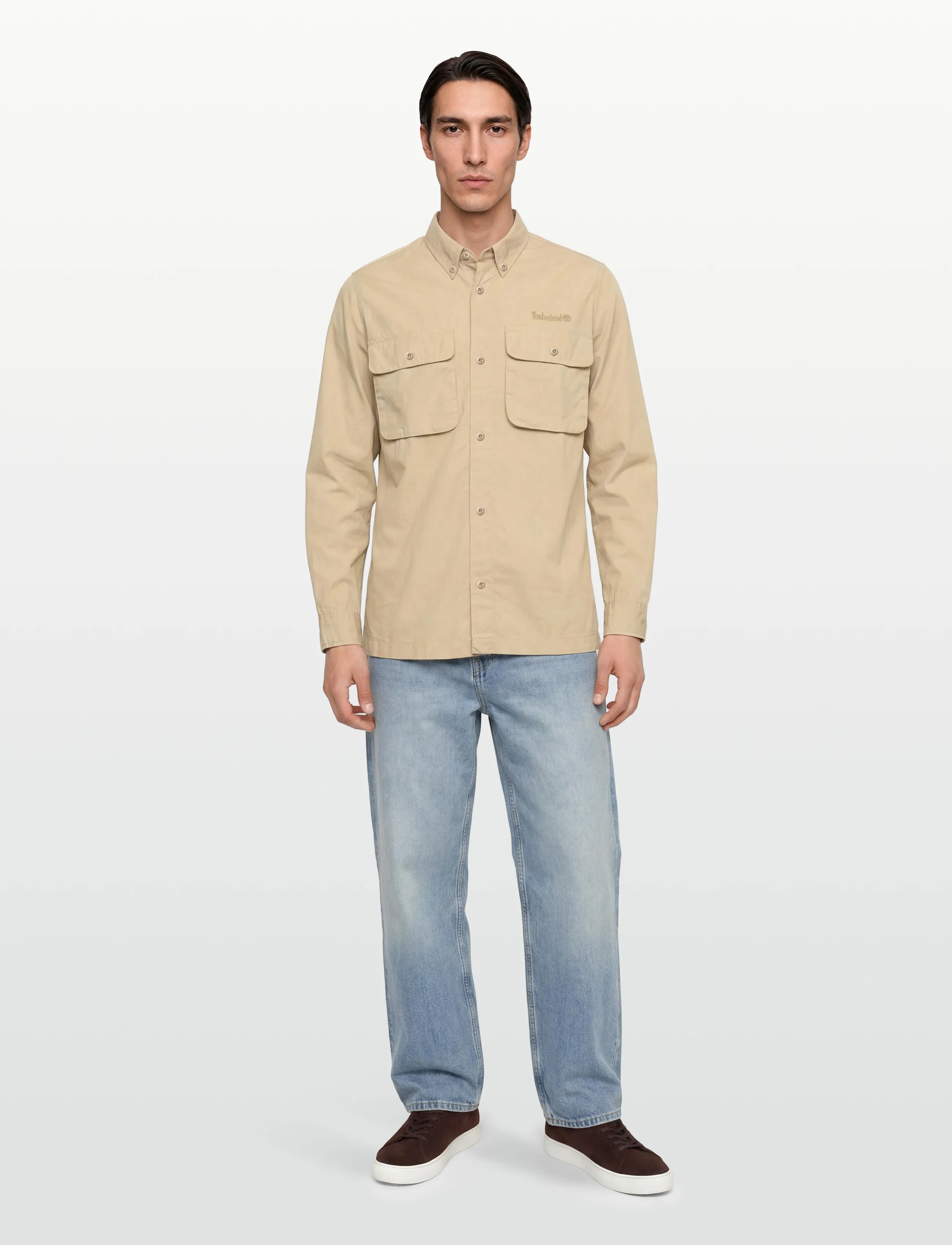 Timberland Ls Utility Overshirt Safari, XXL, Beige, Overdele > Overtrøjer, Herre