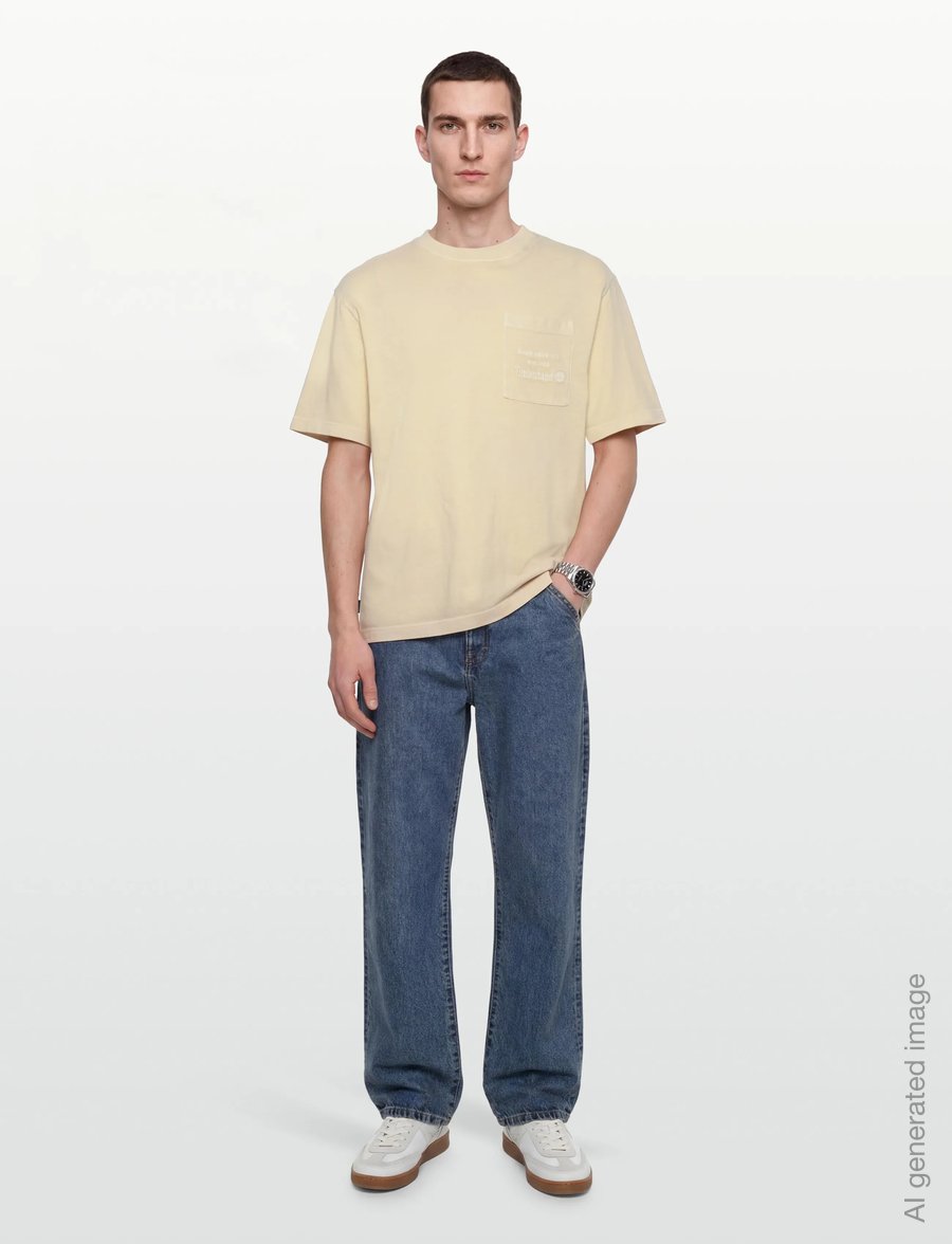 Timberland - GD Heavyweight Chest Pocket Tee PUTTY - lühikeste varrukatega t-särgid - light beige - 0