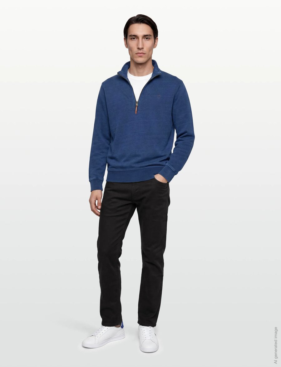 Timberland - Indigo 1/4 Zip Sweatshirt MID INDIGO - hettupeysur - medium blue - 0