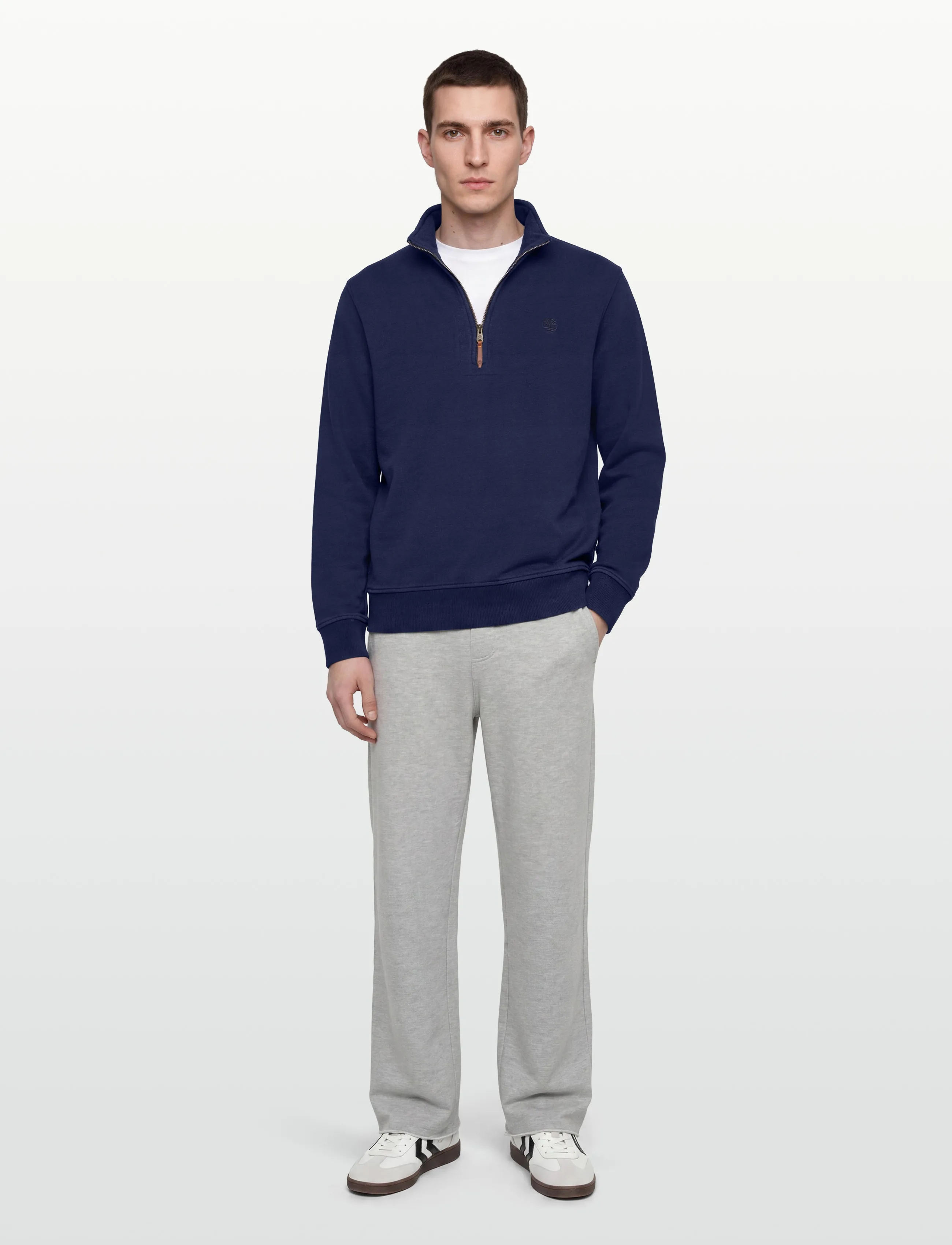 Timberland Indigo 1/4 Zip Sweatshirt Rinse, Mænd, Kvart Lynlås Sweatshirt, Navy, Str: L