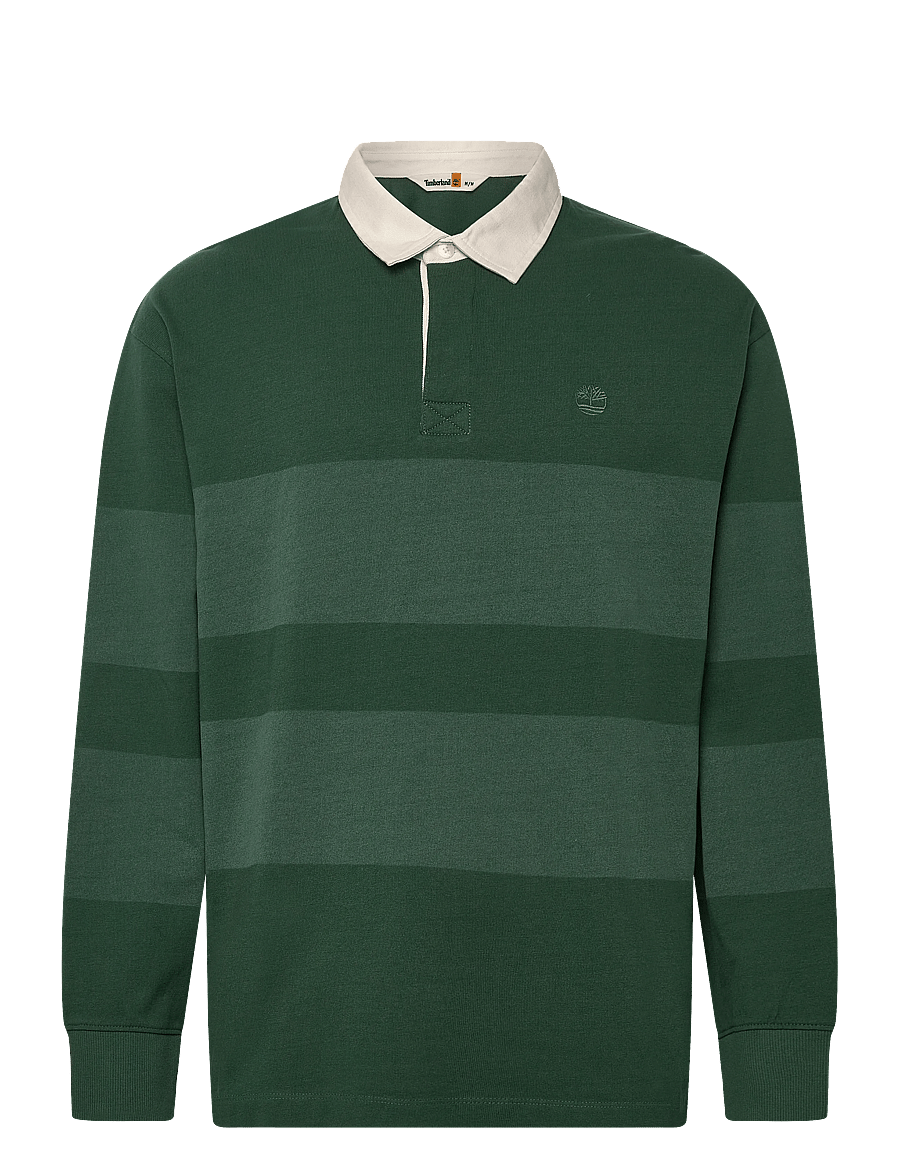 Timberland - LS Striped Rugby Polo PINENEEDLE - pikkade varrukatega polod - dark green - 0