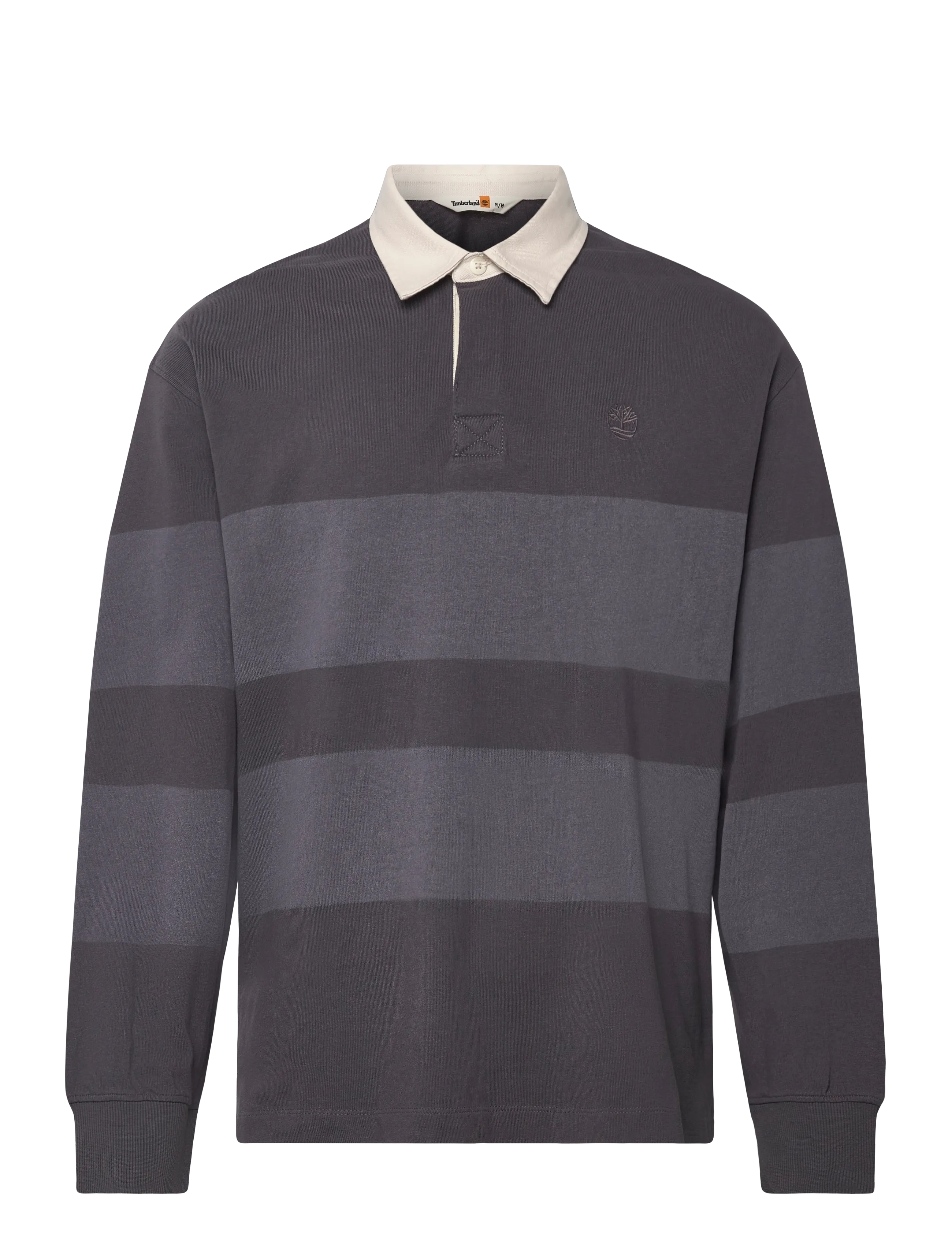 Timberland Ls Striped Rugby Polo Blackened Pearl, XXL, Polos, Grau - Long-sleeved, Männerswear