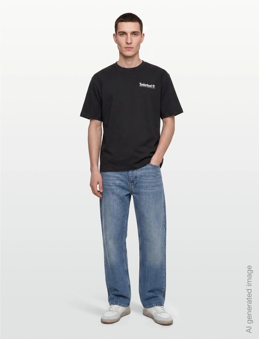 Timberland - Outdoor Photo Back Graphic Tee BLACK - kortærmede t-shirts - black - 0