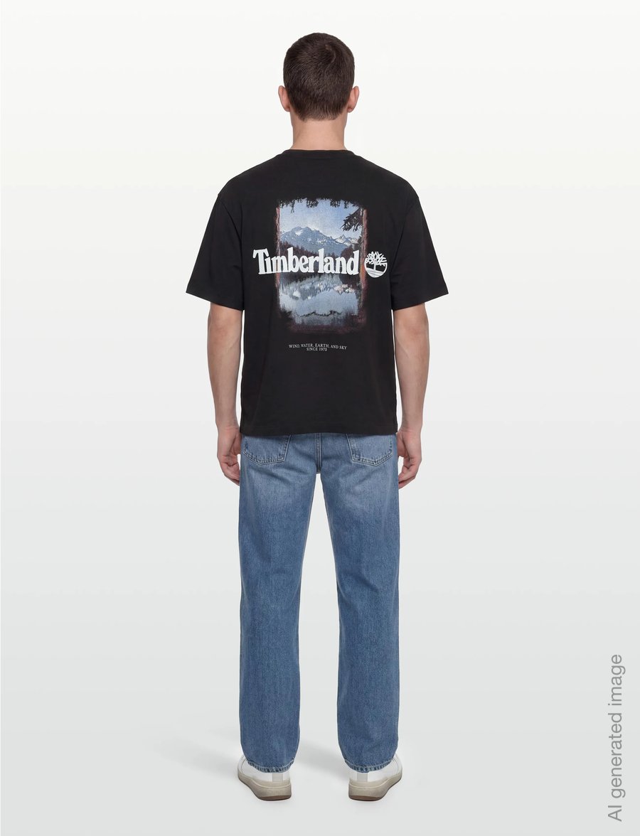 Timberland - Outdoor Photo Back Graphic Tee BLACK - kortærmede t-shirts - black - 4
