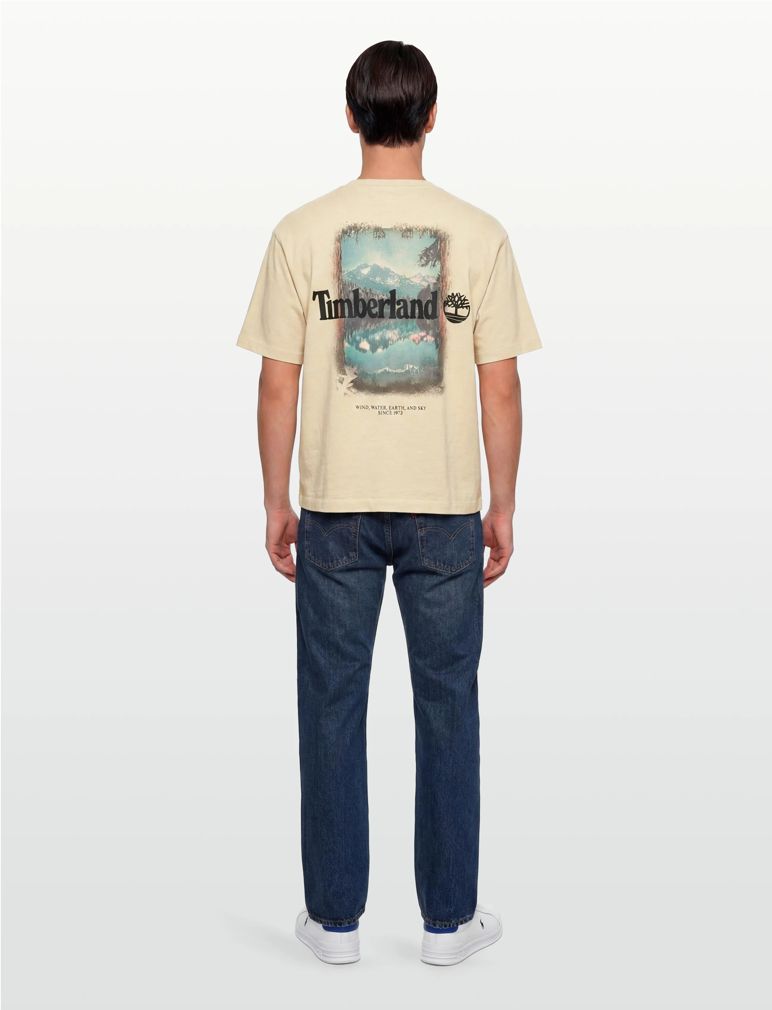 Timberland - Outdoor Photo Back Graphic Tee PUTTY - short-sleeved t-shirts - light beige - 4