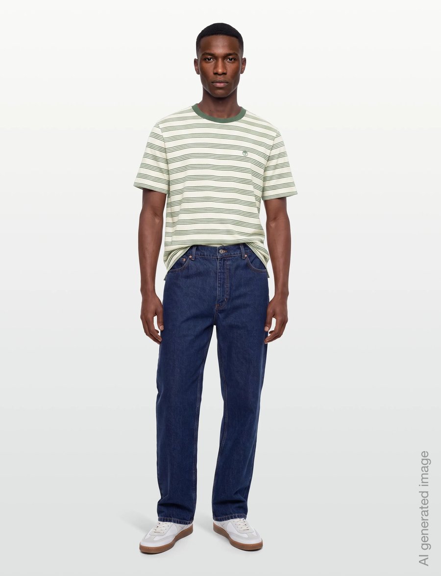 Timberland - 4 Rows Striped Short Sleeve Tee PUTTY-PINENEEDLE YD - short-sleeved t-shirts - misc - 0