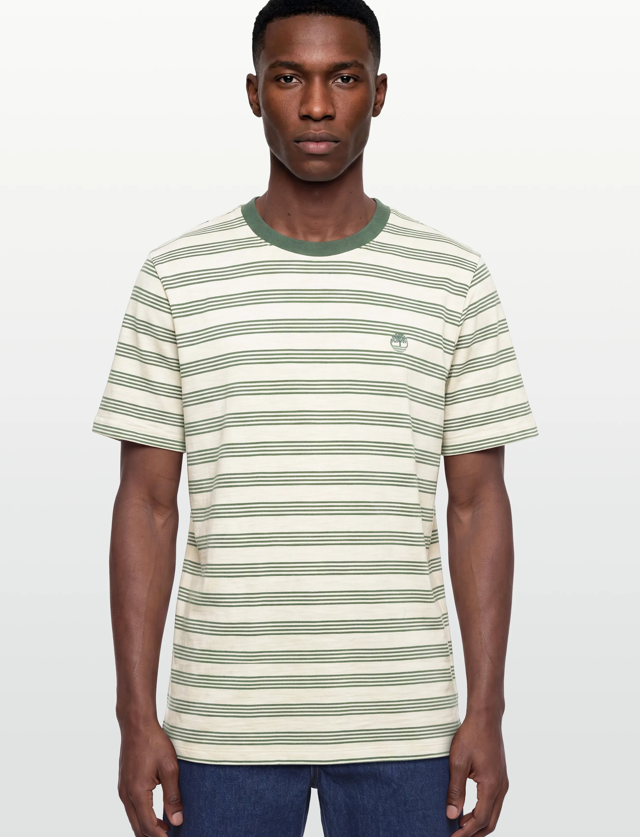 Timberland - 4 Rows Striped Short Sleeve Tee PUTTY-PINENEEDLE YD - short-sleeved t-shirts - misc - 3