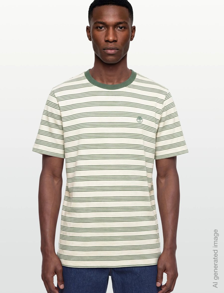 Timberland - 4 Rows Striped Short Sleeve Tee PUTTY-PINENEEDLE YD - short-sleeved t-shirts - misc - 3