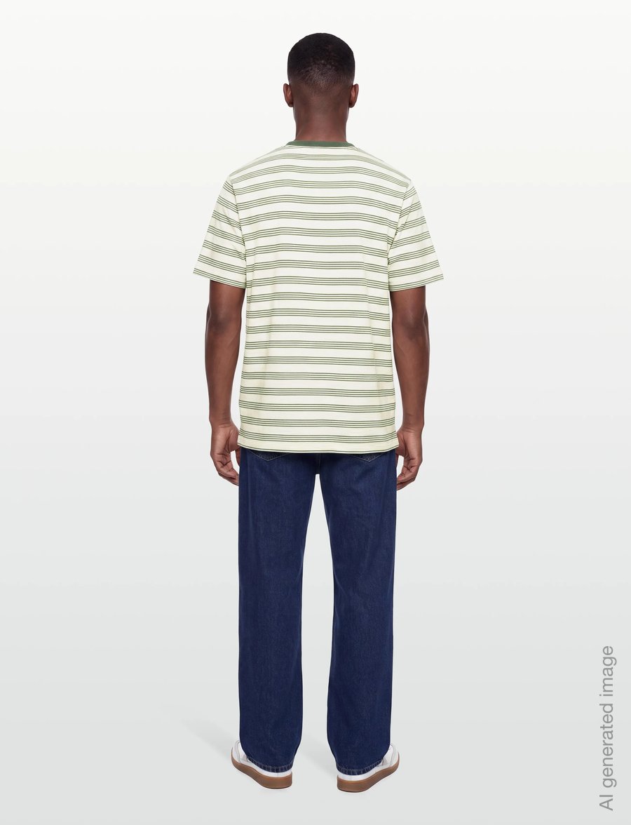 Timberland - 4 Rows Striped Short Sleeve Tee PUTTY-PINENEEDLE YD - short-sleeved t-shirts - misc - 4