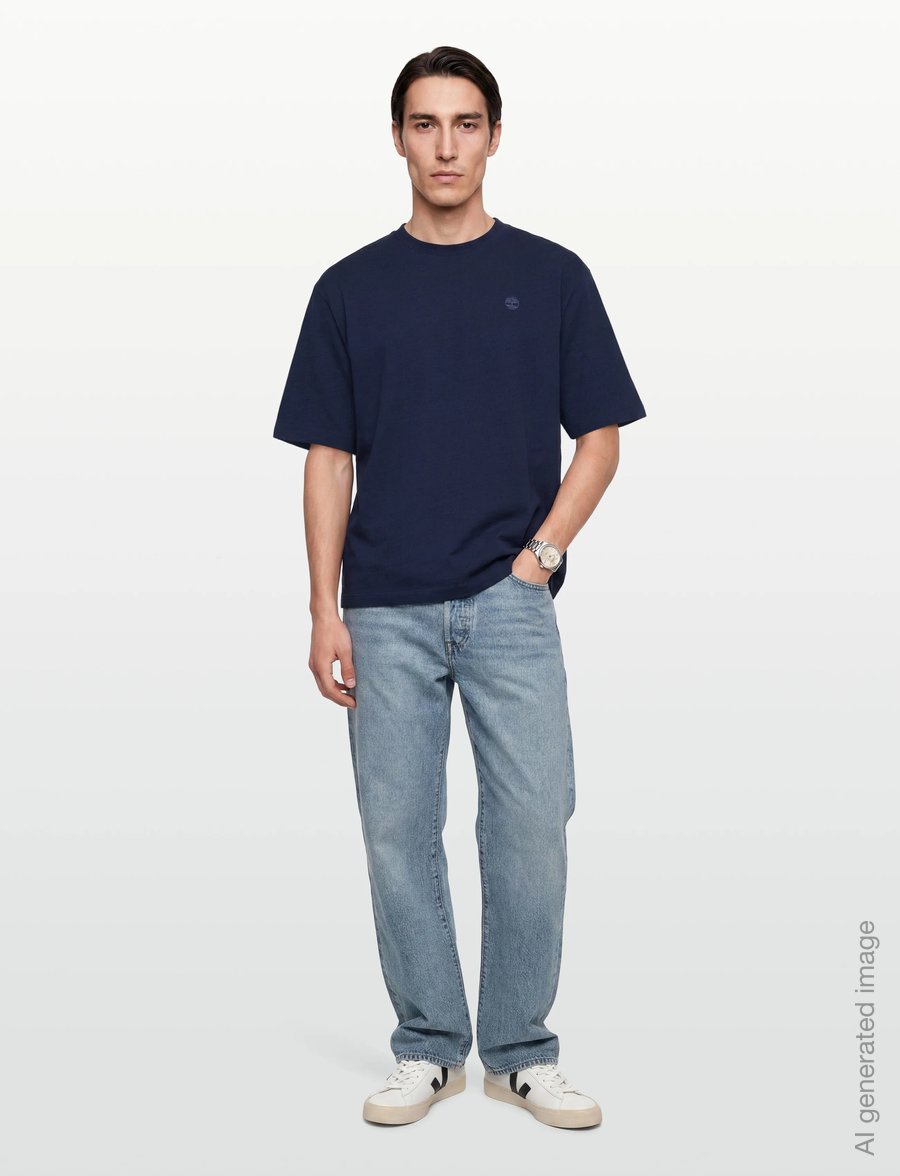 Timberland - Indigo Tee RINSE - kortärmade t-shirts - dark blue - 0