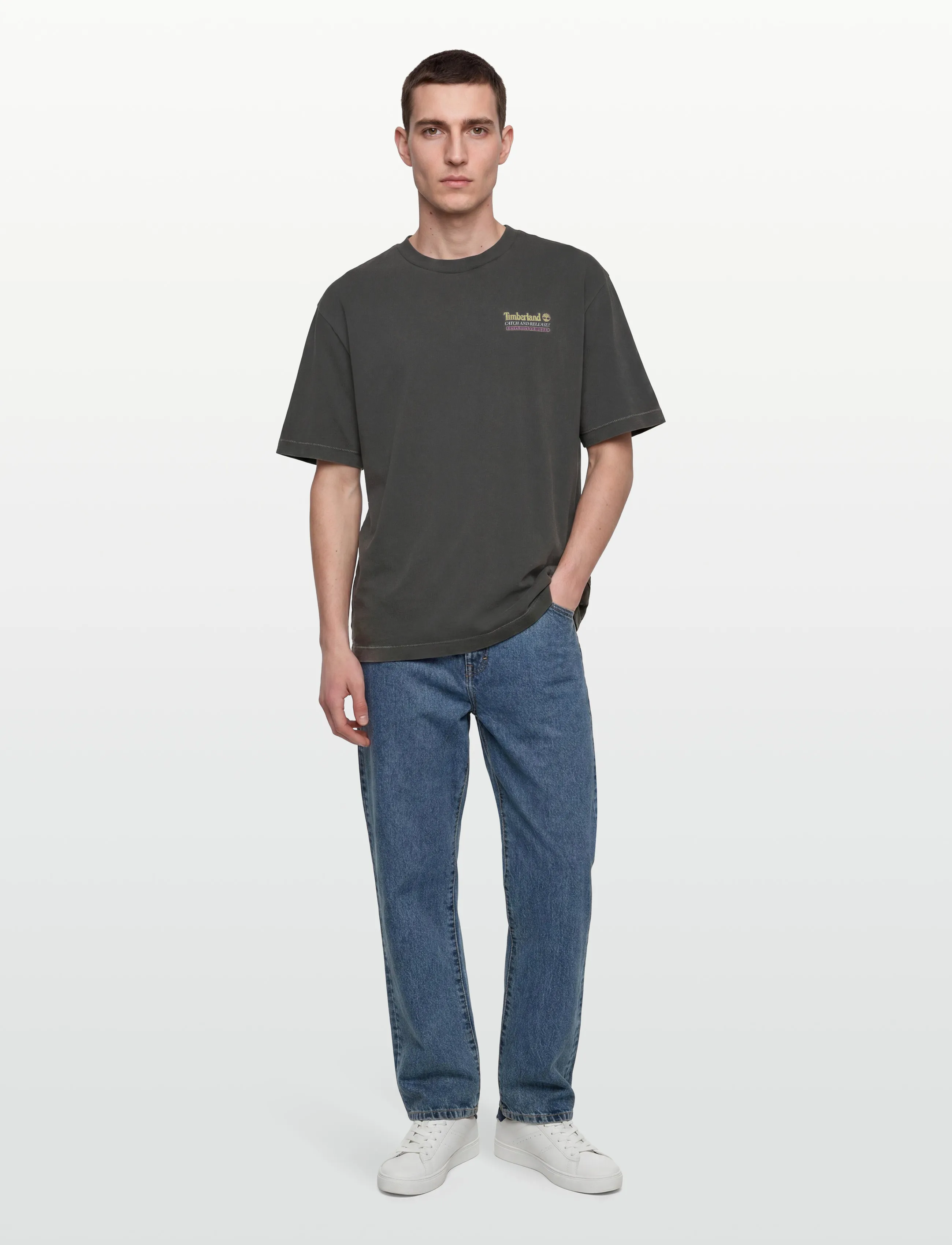 Timberland Fly Fishing Graphic Tee Black, XXL, T-shirts, Grau - Short-sleeved, Männerswear
