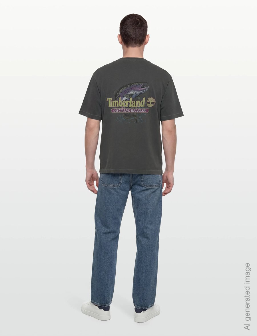 Timberland - Fly Fishing Graphic Tee BLACK - short-sleeved t-shirts - black - 4