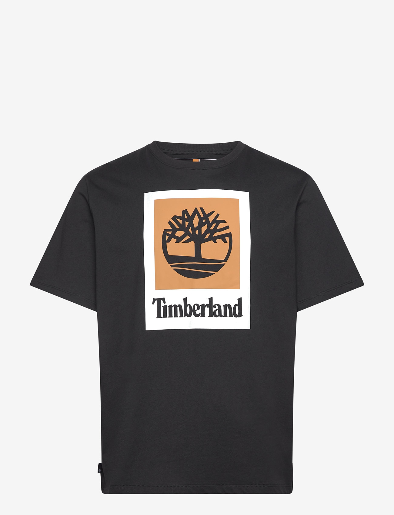 Timberland - STACK LOGO Colored Short Sleeve Tee BLACK - efterårstøj - black - 0