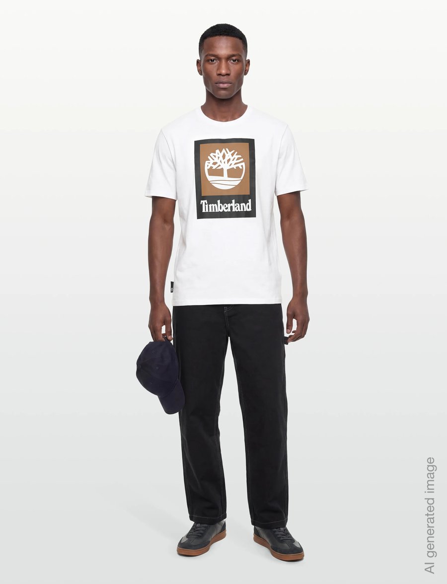 Timberland - STACK LOGO Colored Short Sleeve Tee WHITE - kurzärmelige t-shirts - white - 0
