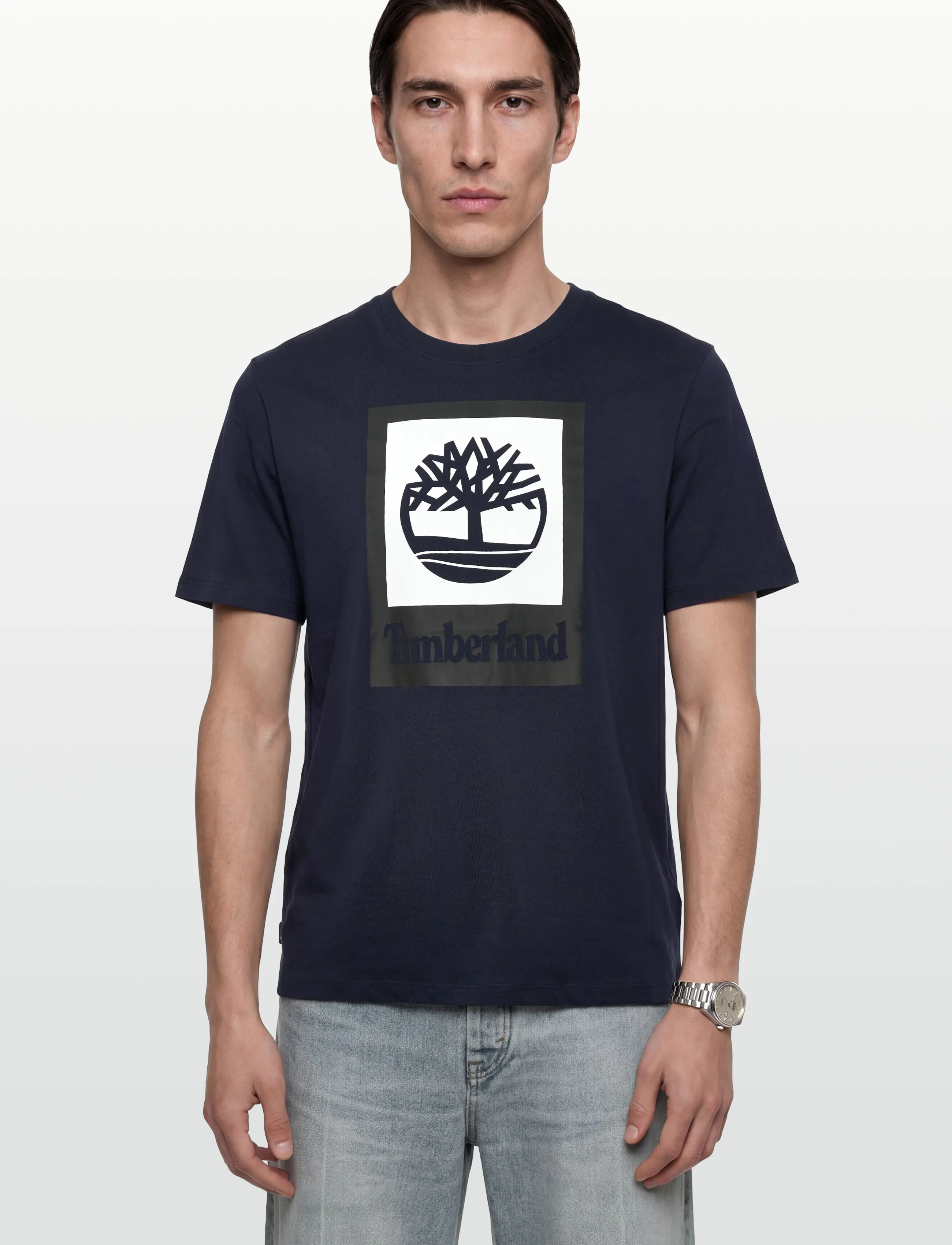 Timberland - STACK LOGO Colored Short Sleeve Tee DARK SAPPHIRE - madalaimad hinnad - navy - 3