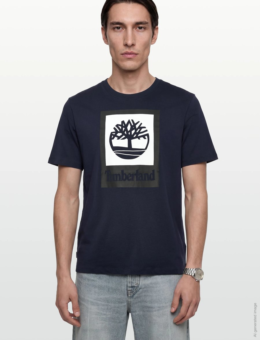 Timberland - STACK LOGO Colored Short Sleeve Tee DARK SAPPHIRE - kortärmade t-shirts - navy - 3