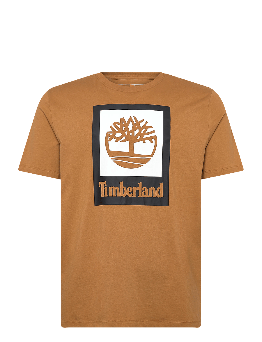 Timberland - STACK LOGO Colored Short Sleeve Tee WHEAT BOOT - kurzärmelige t-shirts - medium brown - 1