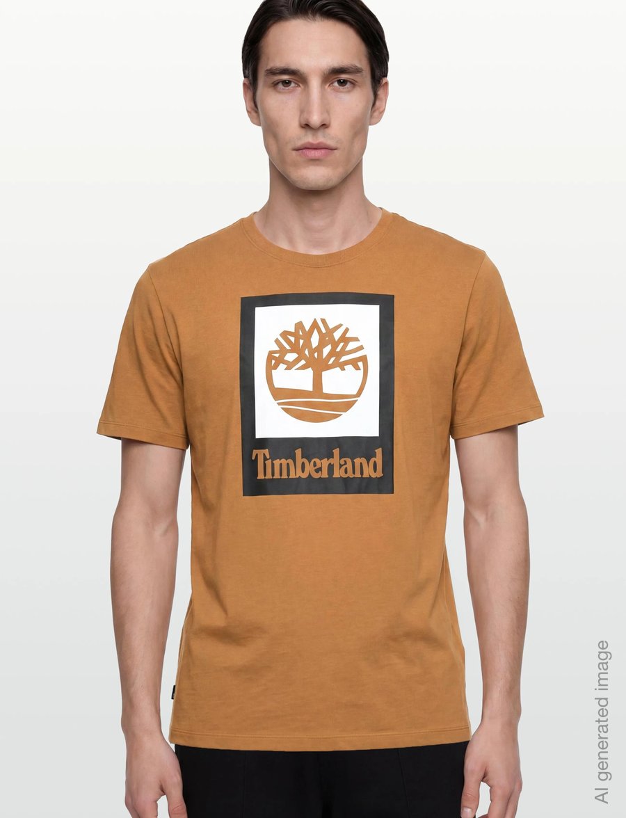 Timberland - STACK LOGO Colored Short Sleeve Tee WHEAT BOOT - kurzärmelige t-shirts - medium brown - 3