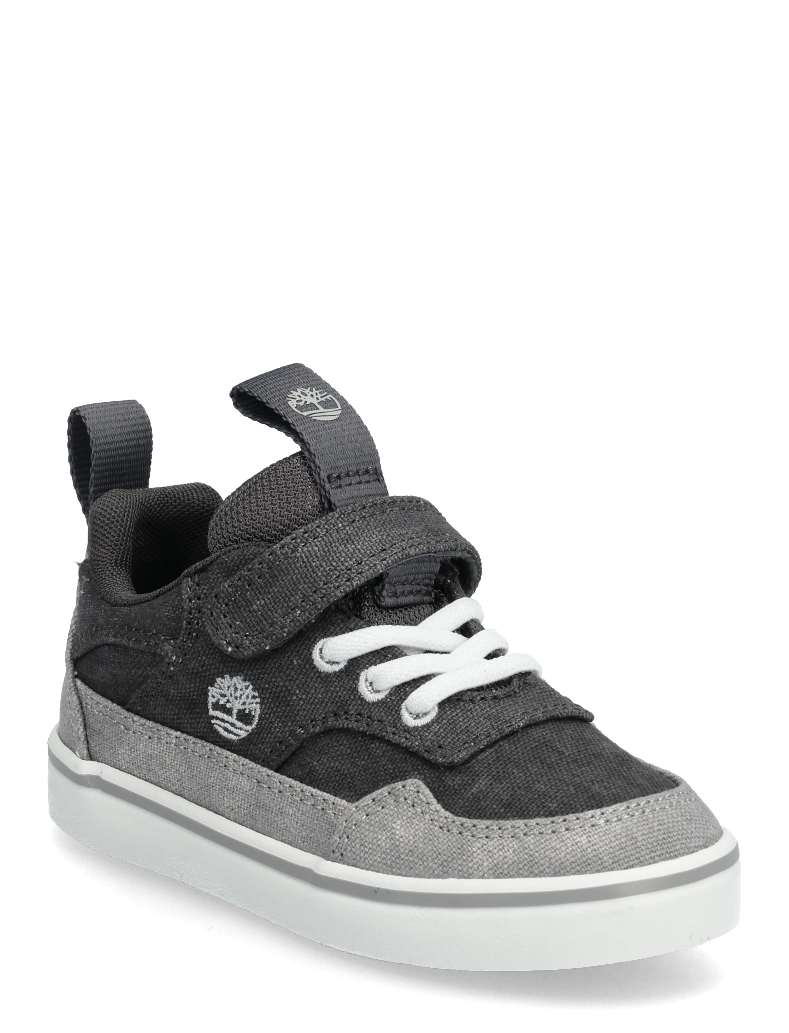 Timberland Stone Jump Low Hook & Loop Sneaker Dark Grey Canvas, 24, Grey, Sneakers > Sneakers Med Høj Top, Børn