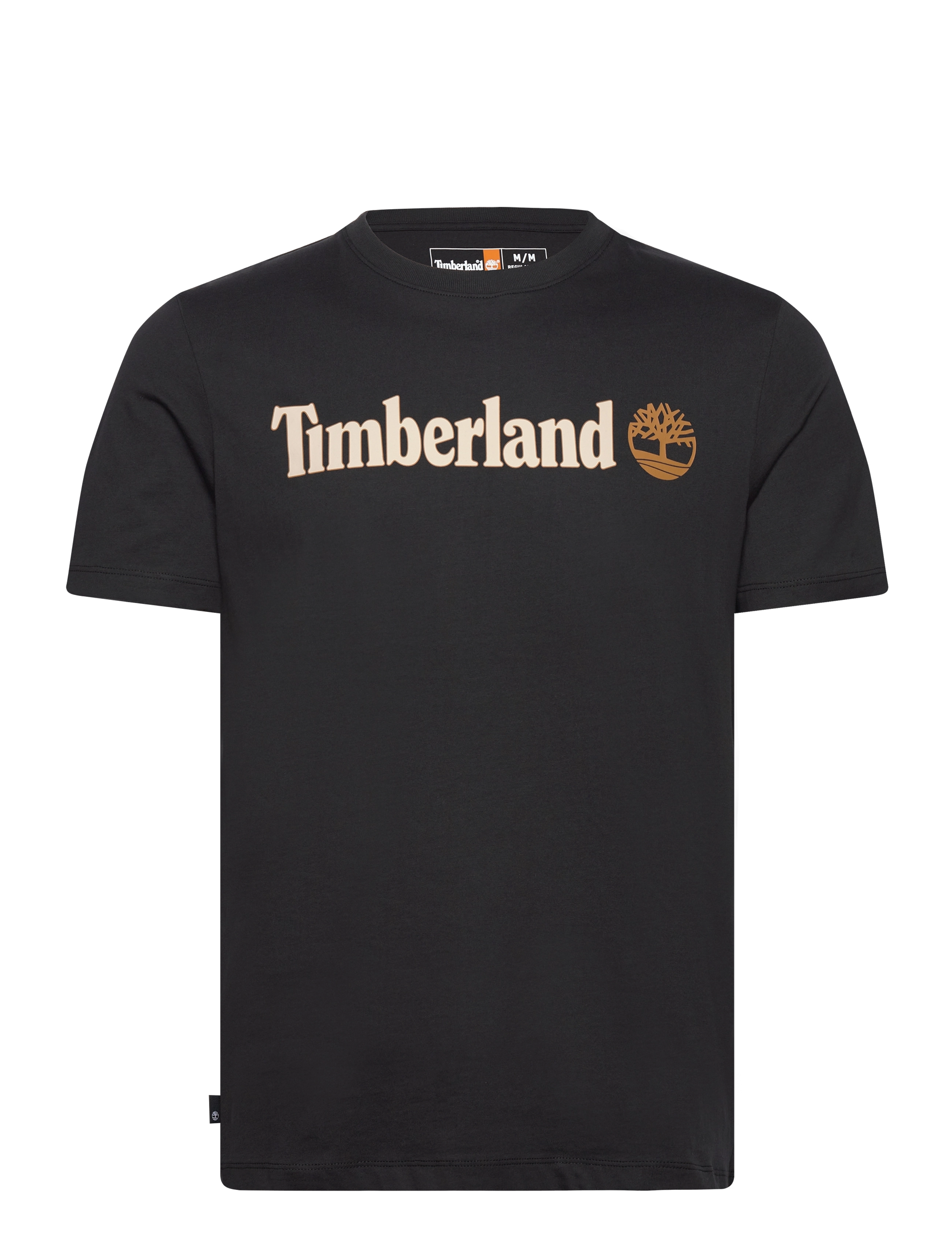 Timberland Linear Logo Short Sleeve Tee - Drabužiai - BLACK / black