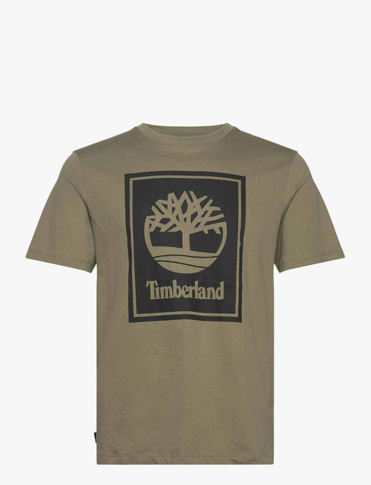 Timberland - STACK LOGO Short Sleeve Tee CASSEL EARTH/BLACK - zemākās cenas - cassel earth/black - 0