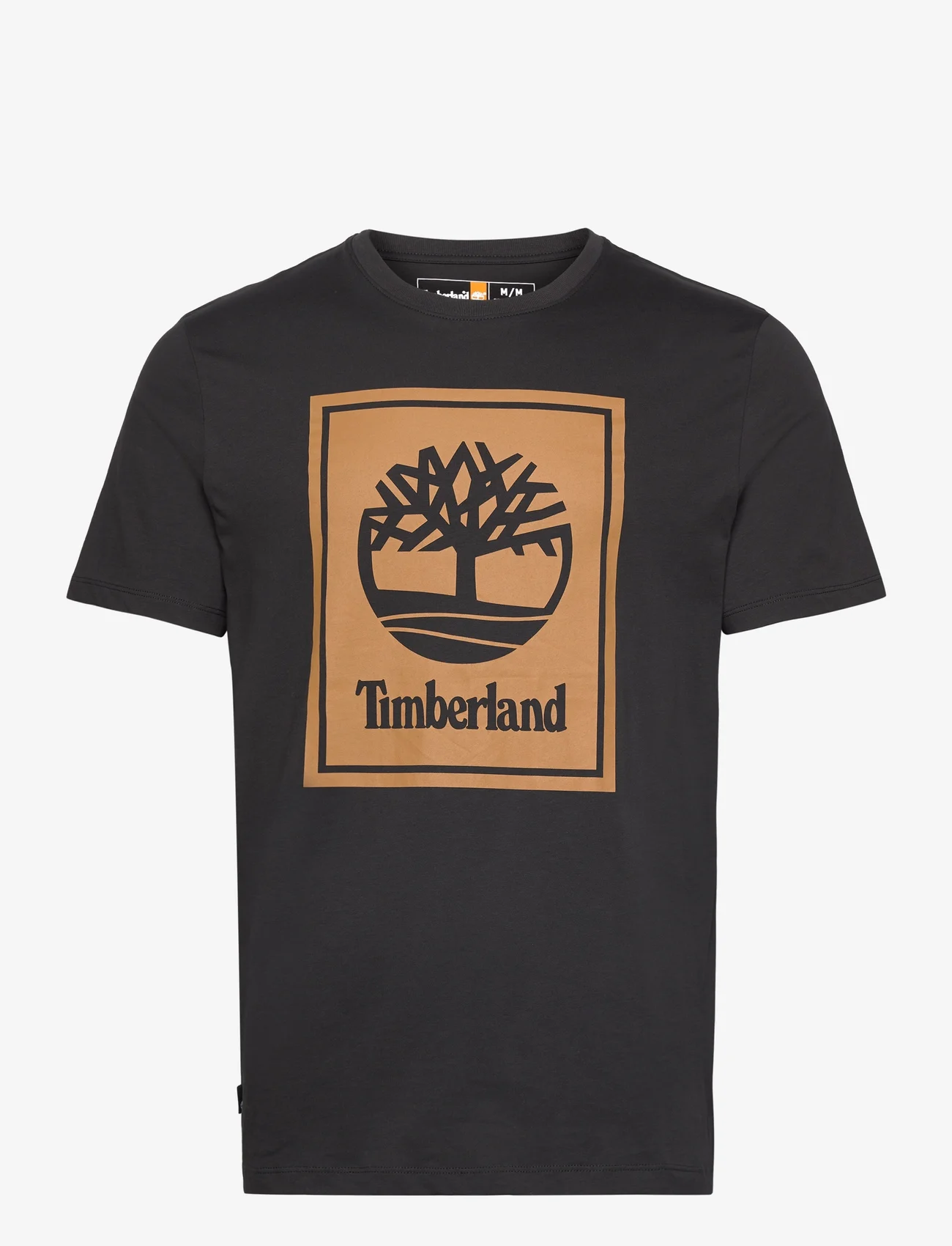 Timberland - STACK LOGO Short Sleeve Tee BLACK/WHEAT BOOT - laveste priser - black/wheat boot - 0