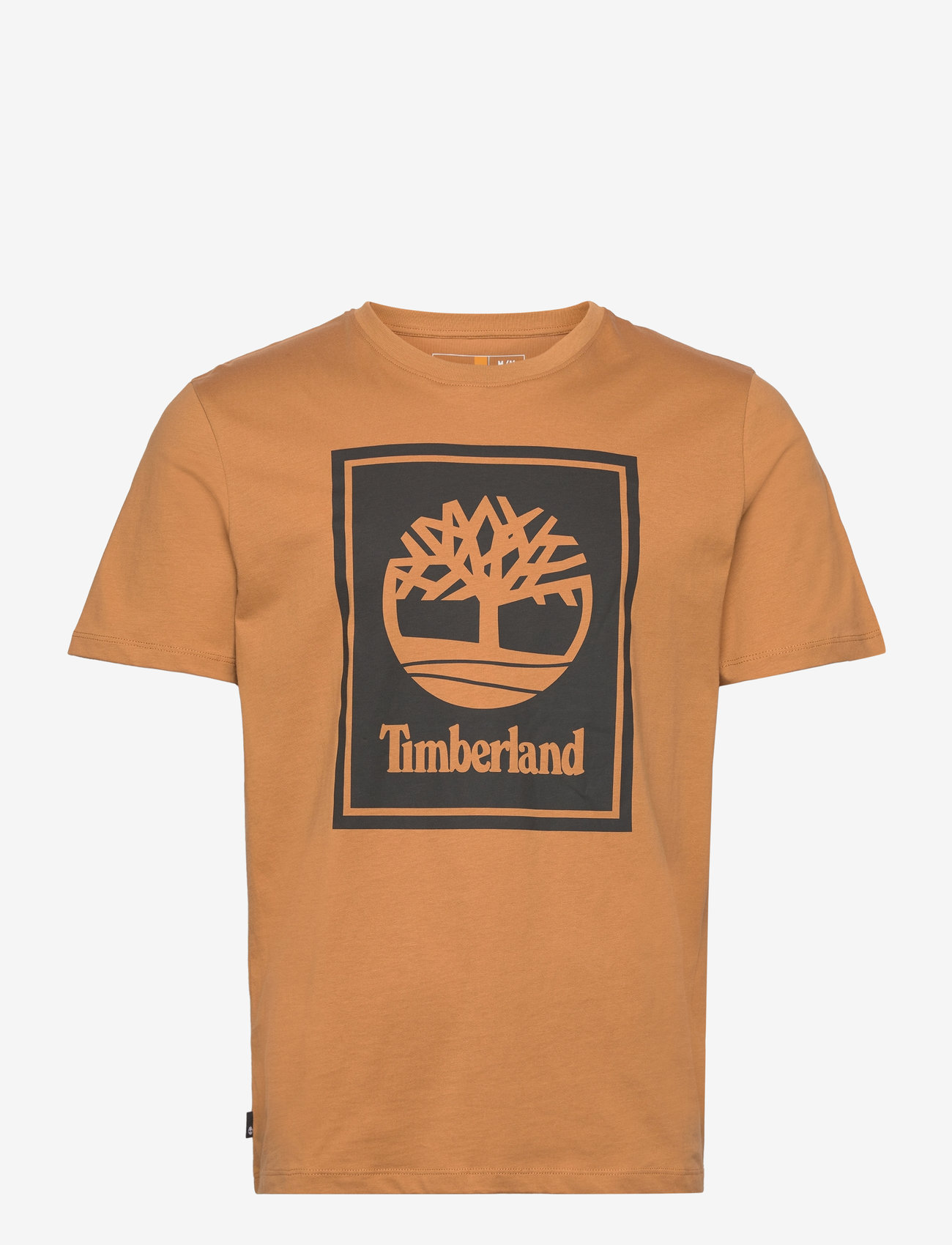 Timberland - STACK LOGO Short Sleeve Tee WHEAT BOOT/BLACK - kortärmade t-shirts - wheat boot/black - 0