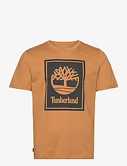 Timberland - STACK LOGO Short Sleeve Tee WHEAT BOOT/BLACK - alhaisimmat hinnat - wheat boot/black - 0