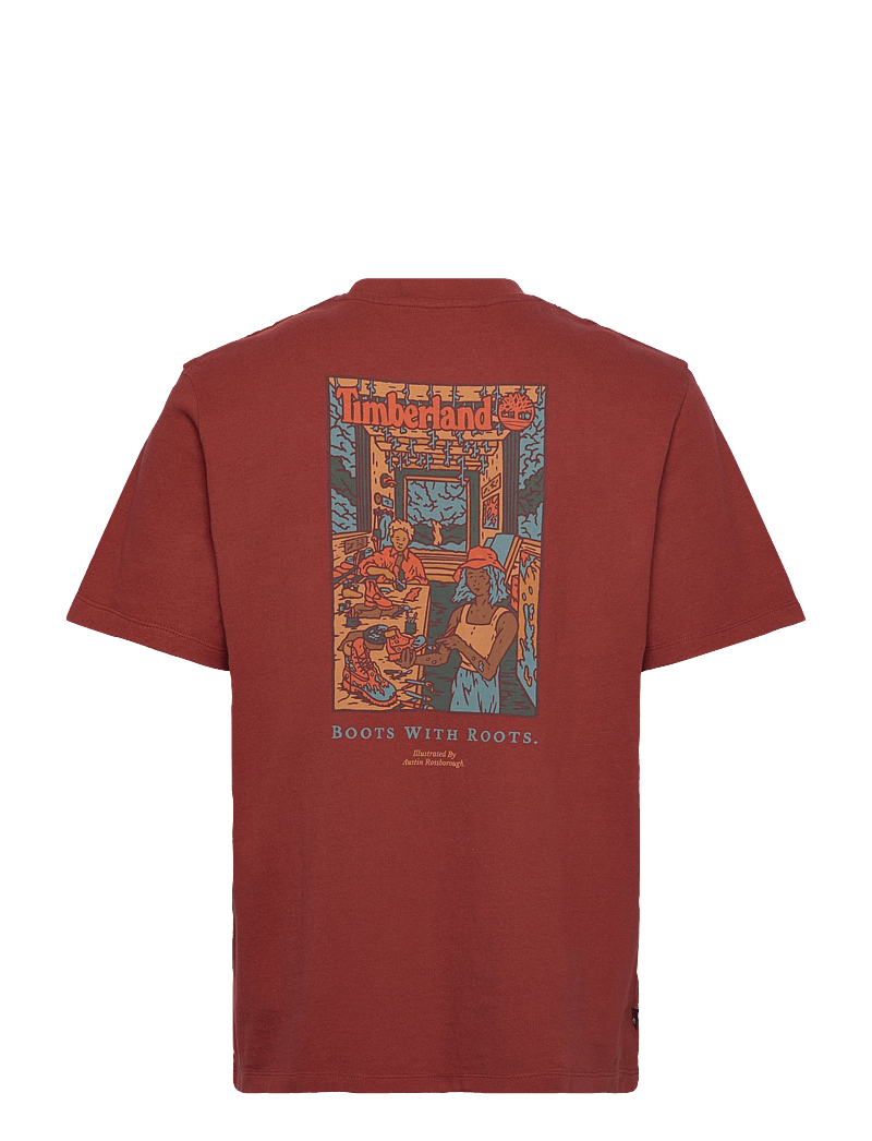 Timberland - Washed Boot Lab Back Graphic Tee - kortärmade t-shirts - burnt henna - 1