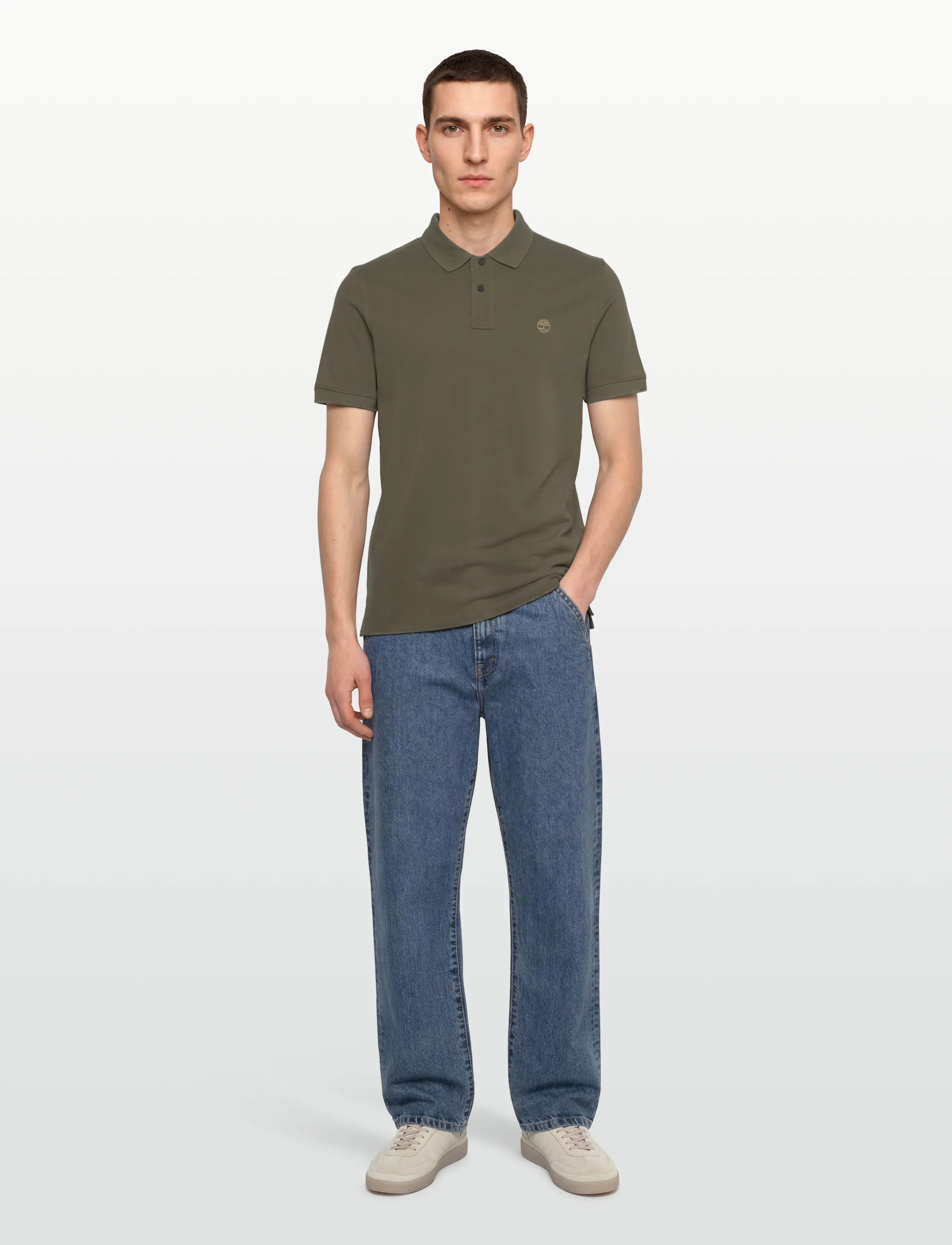 Timberland Millers River Pique Short Sleeve Polo Leaf Green, L, Polos, Grün - Short-sleeved, Männerswear