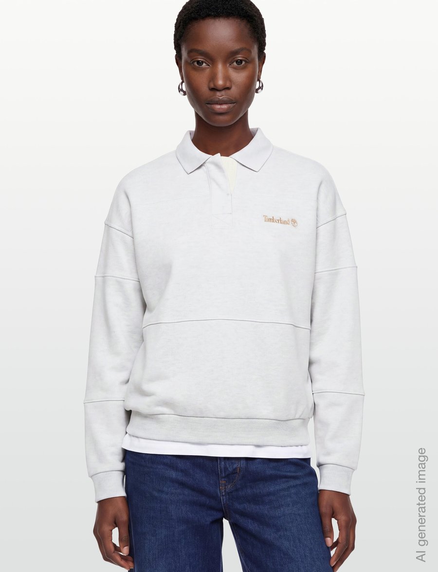 Timberland - Rugby Polo Sweatshirt - bluzy bez kaptura - lght oatml hthr - 3