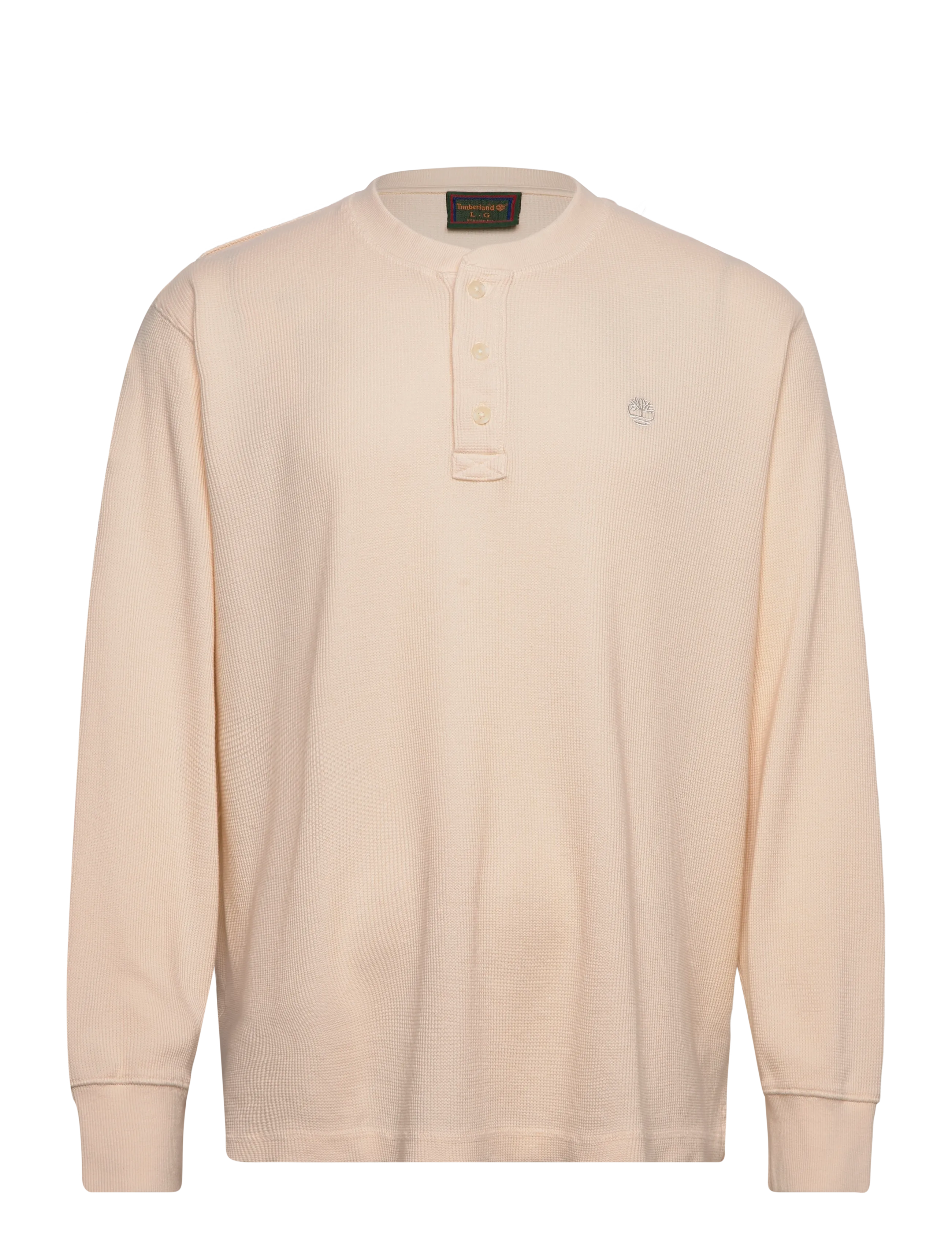 Timberland Waffle Henley LS Polo - TIMBERLAND - WHITE SMOKE / cream
