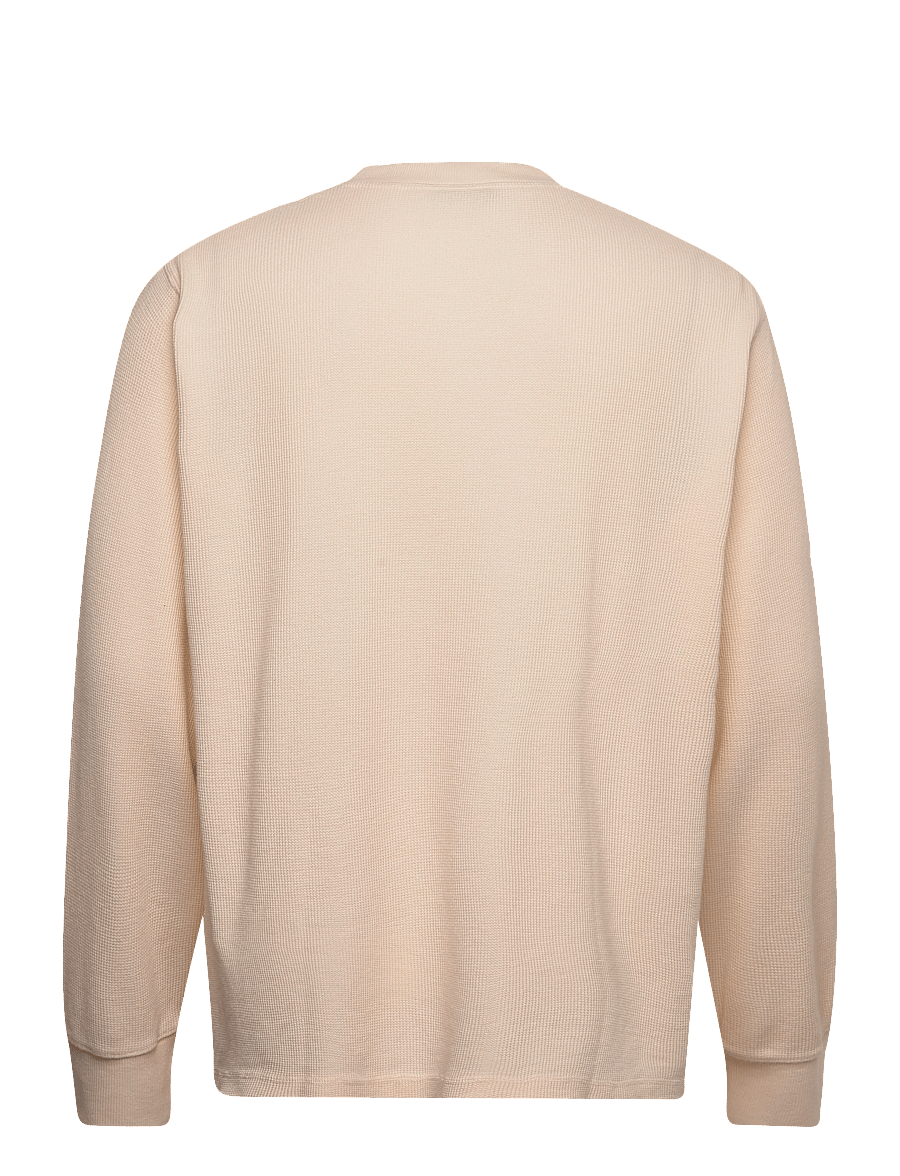 Timberland - Waffle Henley LS Polo - langärmelige strick-polohemden - white smoke - 1