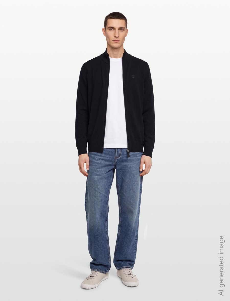Timberland - Cotton Full Zip Sweater - pullover mit durchgehendem reißverschluss - black - 0