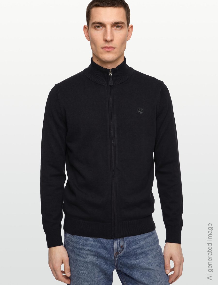 Timberland - Cotton Full Zip Sweater - pullover mit durchgehendem reißverschluss - black - 3