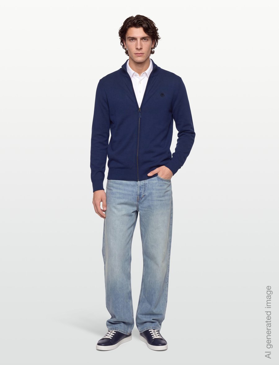 Timberland - Cotton Full Zip Sweater - full zip jumpers - naval academy - 0